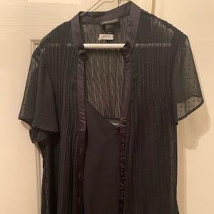 Black see-through lace shirt w/black undergarment